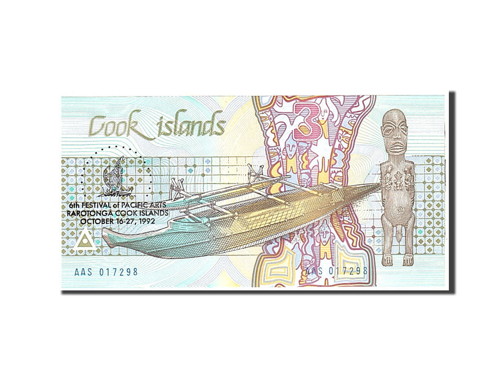 Banknote, Cook Islands, 3 Dollars, 1992, Undated, KM:6, UNC(65-70)