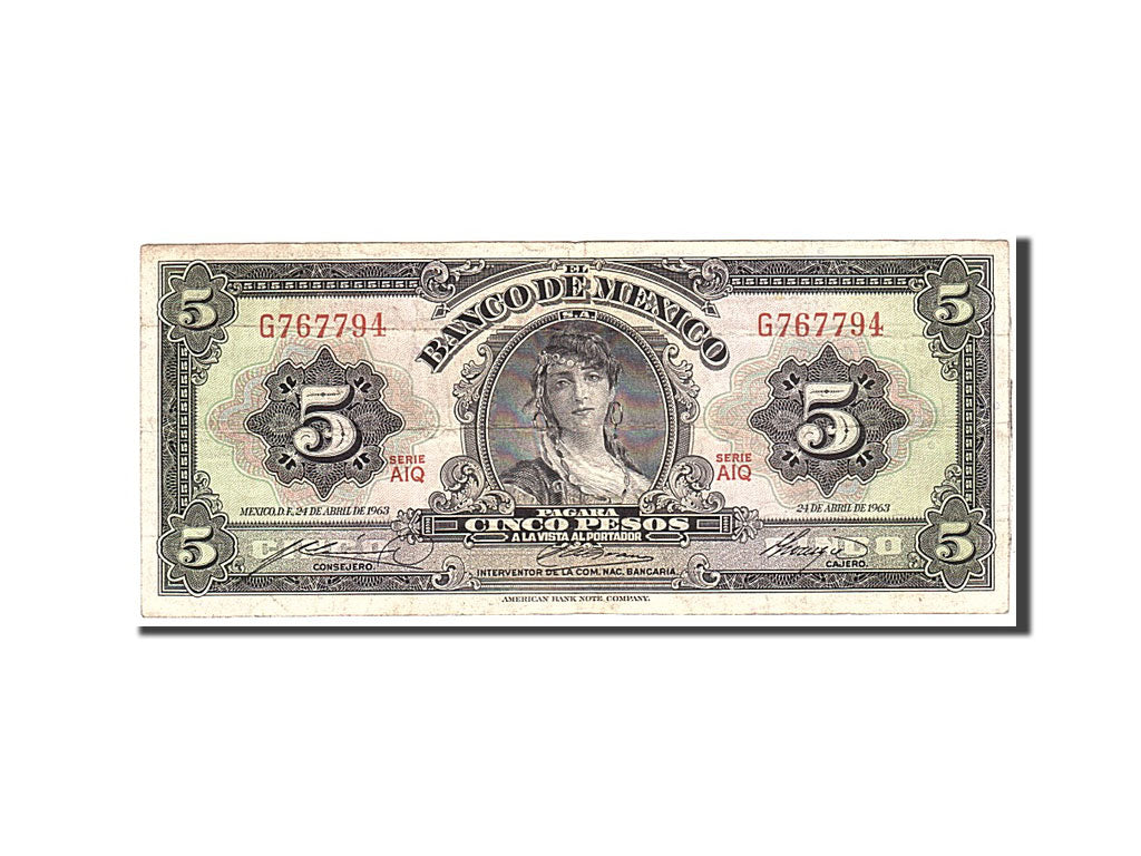 Banknote, Mexico, 5 Pesos, 1963, 1963-04-24, KM:60h, EF(40-45)