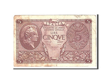Banknote, Italy, 5 Lire, 1944, 1944-11-23, KM:31c, VF(20-25)