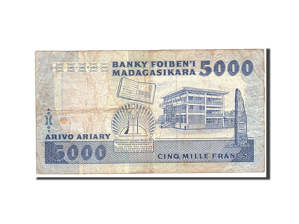Madagascar, 5000 Francs = 1000 Ariary, 1983, KM:69a, Undated, VF(20-25)