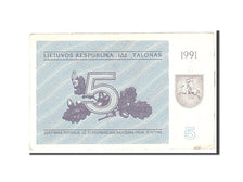 Banknote, Lithuania, 5 (Talonas), 1991, Undated, KM:34a, AU(50-53)