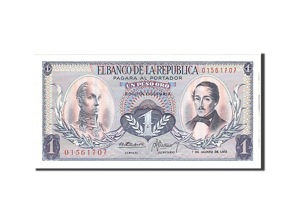 Banknote, Colombia, 1 Peso Oro, 1973, 1973-08-07, KM:404e, UNC(65-70)