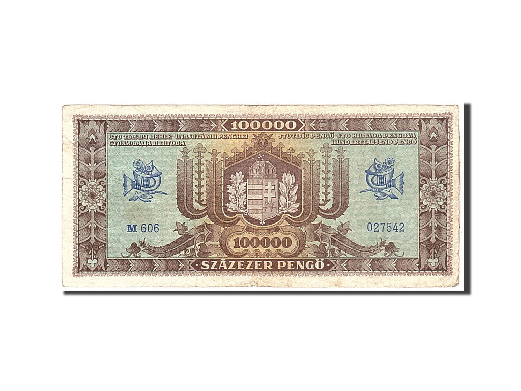 Banknote, Hungary, 100,000 Pengö, 1945, 1945-10-23, KM:121a, EF(40-45)