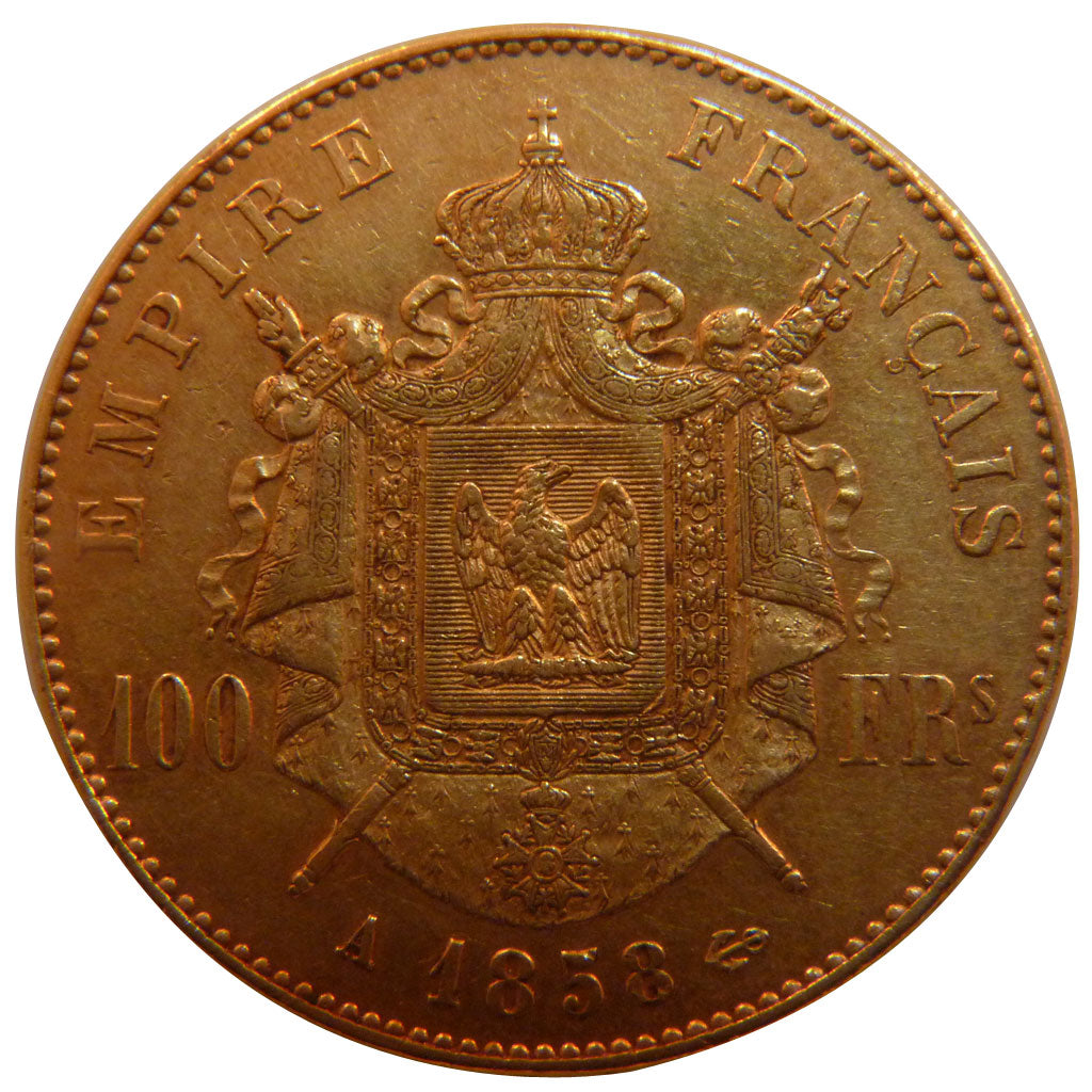 Francia, Napoleon III, Napoléon III, 100 Francs, 1858, Paris, BB, Oro, Gadou...