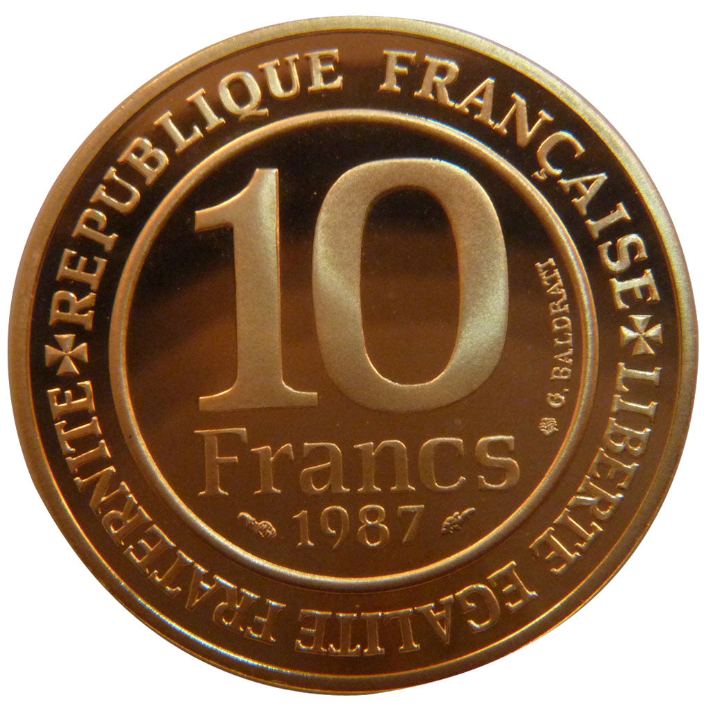 FRANCE, 10 Francs, 1987, MS(65-70), Gold, Gadoury #820, 12.00
