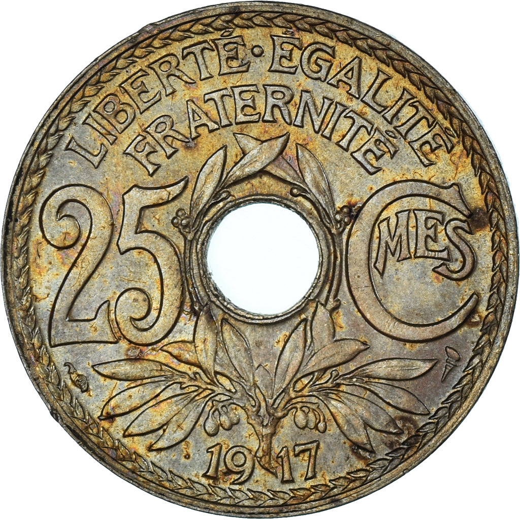 Münze, Frankreich, Lindauer, 25 Centimes, 1917, VZ, Kupfer-Nickel, KM:867a