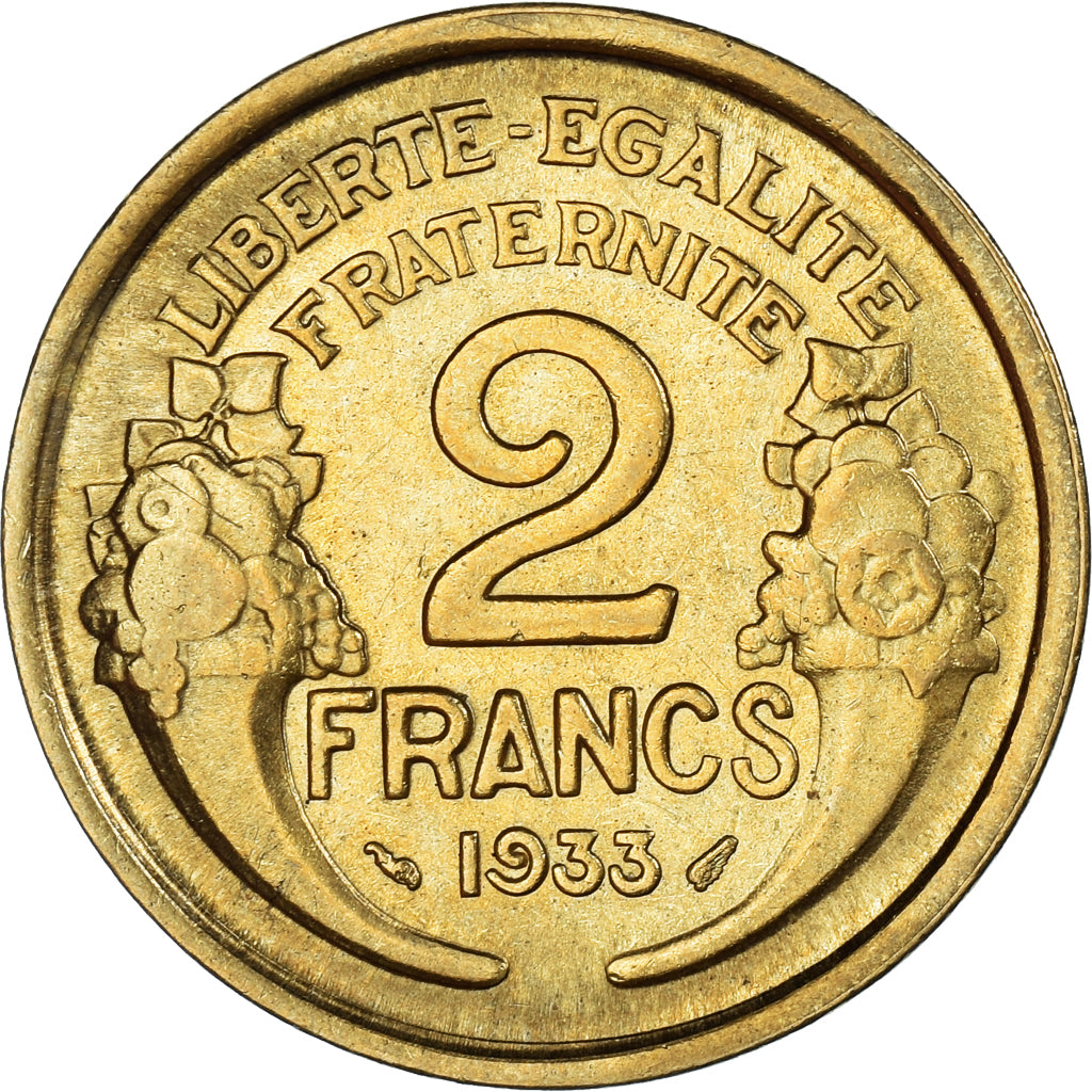 Coin, France, Morlon, 2 Francs, 1933, AU(50-53), Aluminum-Bronze, KM:886