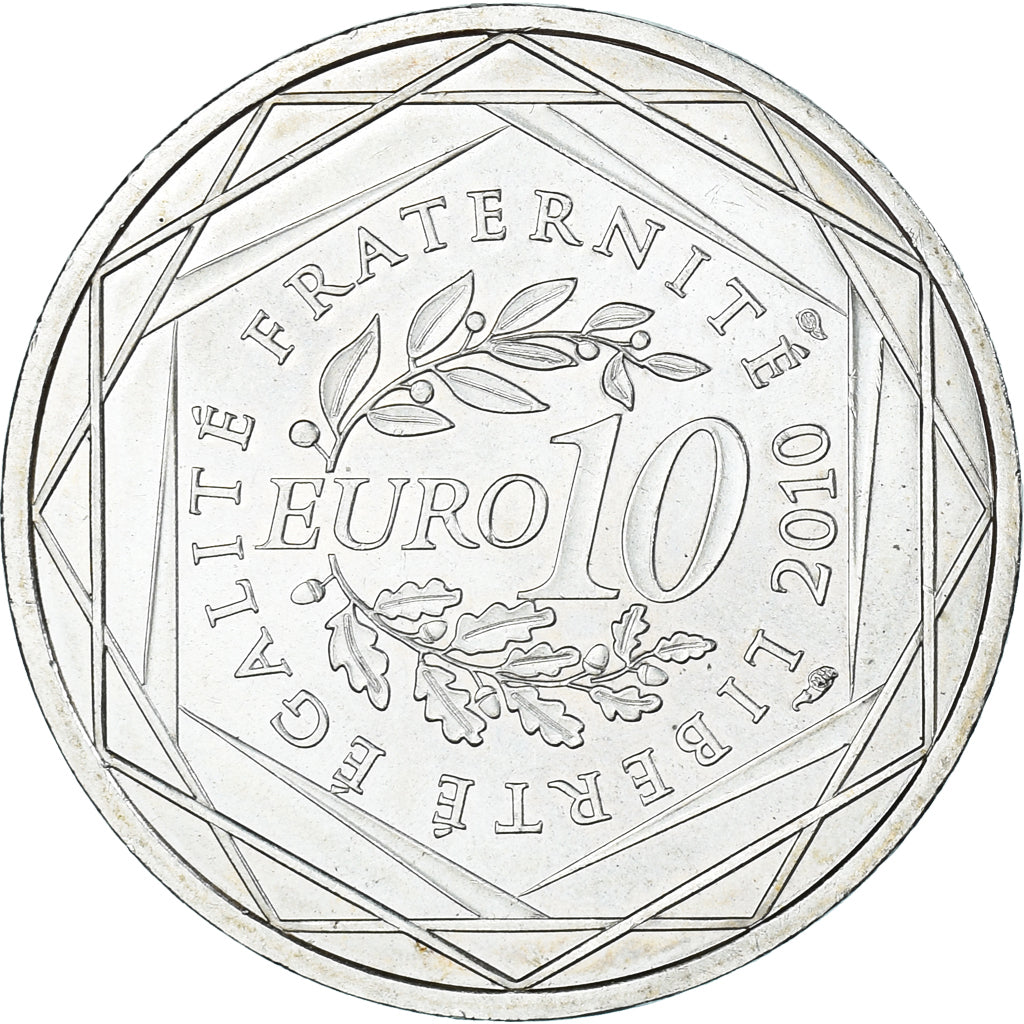 France, 10 Euro, 2010, Paris, Pays De La Loire, MS(60-62), Silver, KM:1665