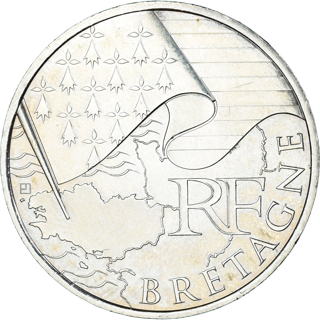 Francia, 10 Euro, 2010, Paris, Bretagne, EBC+, Plata, KM:1648