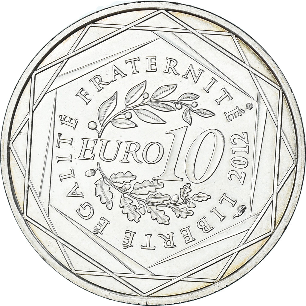 France, 10 Euro, 2012, Paris, Corse, MS(60-62), Silver, KM:1876