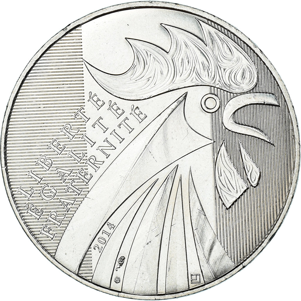 Francia, 10 Euro, 2014, Coq, EBC+, Plata