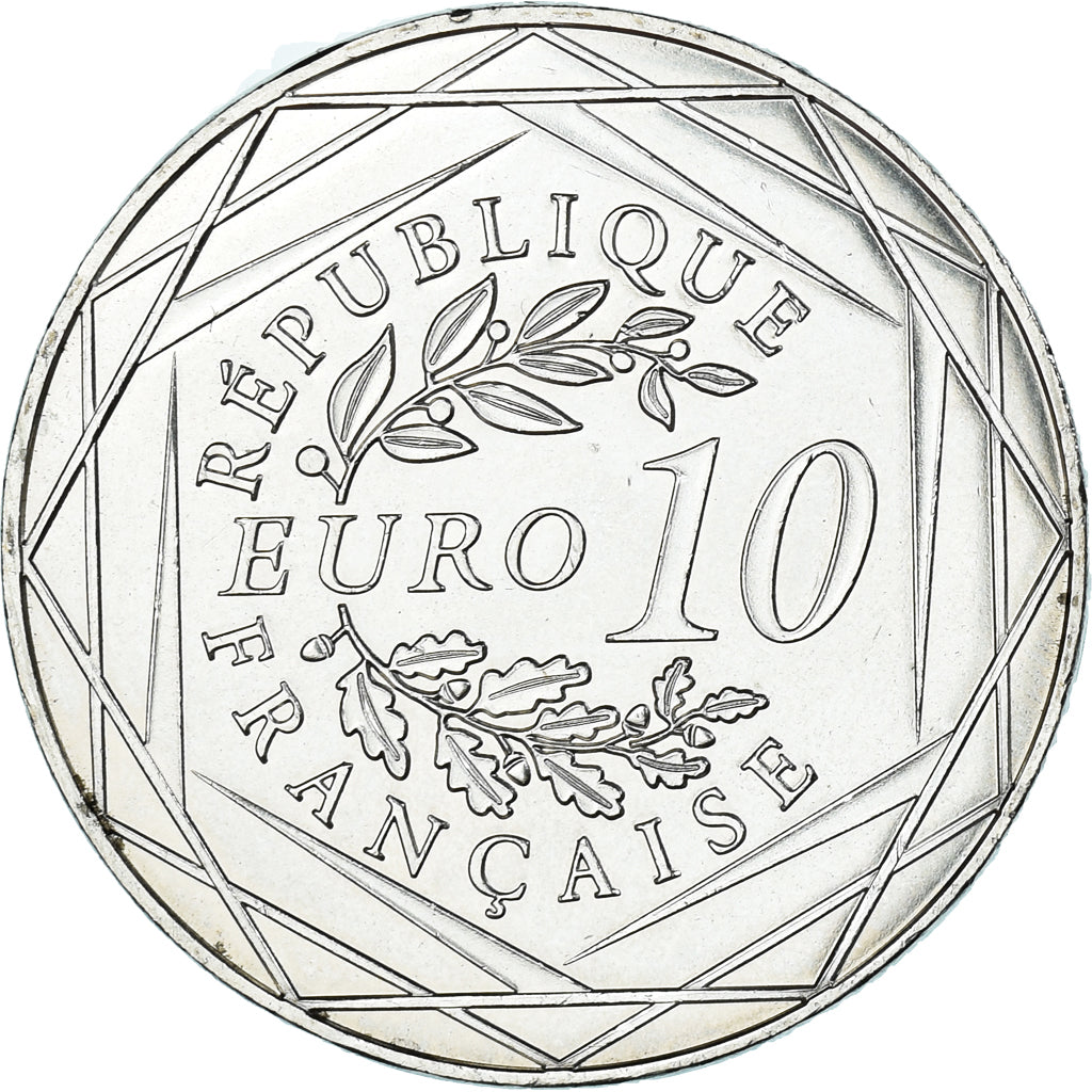 Francia, 10 Euro, 2014, Coq, EBC+, Plata