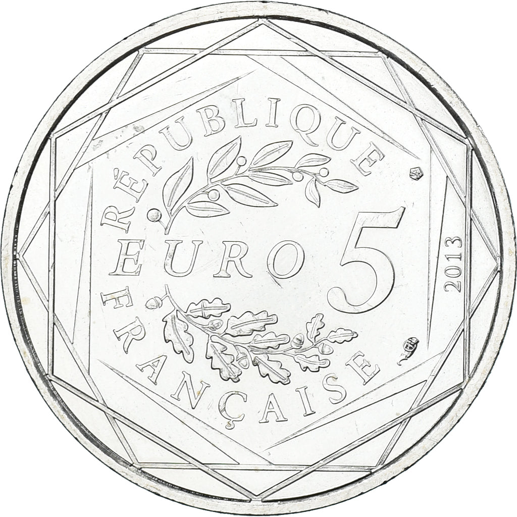 Francia, 5 Euro, 2013, Fraternité, EBC+, Plata