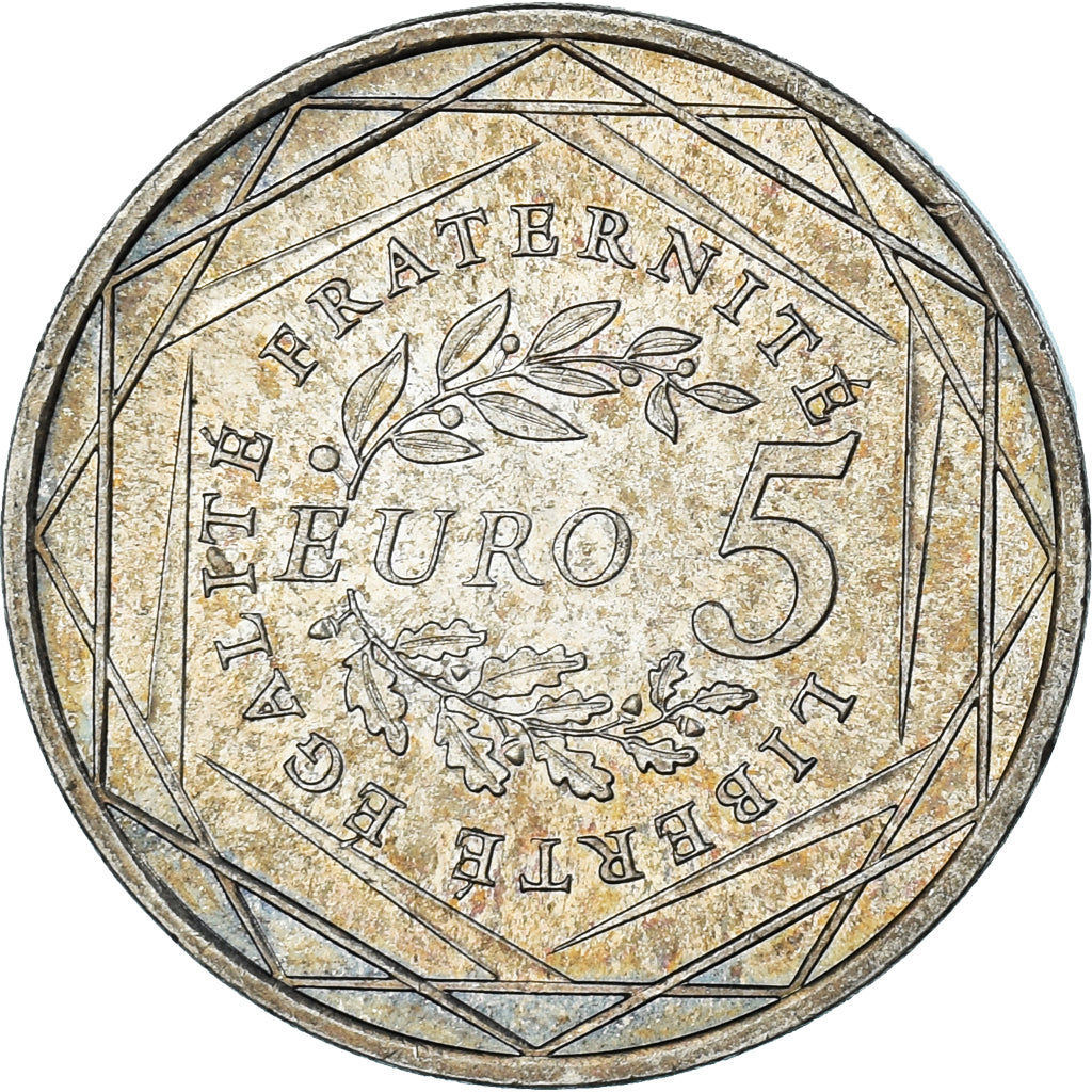 Francia, 5 Euro, 2008, Semeuse, MBC+, Plata, KM:1534