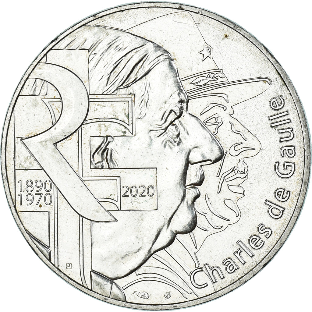 France, 10 Euro, 2020, Charles de Gaulle, TTB+, Argent