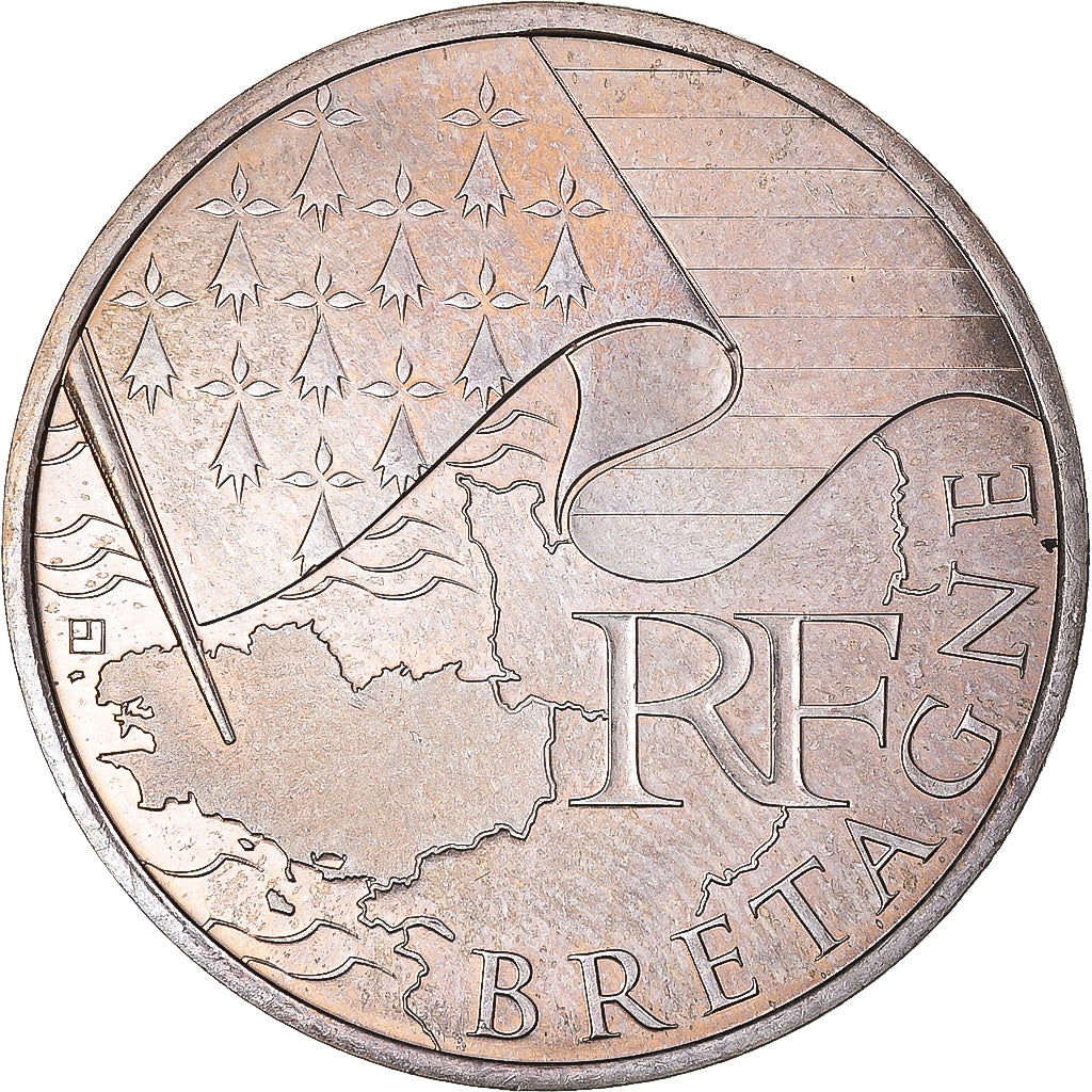 Francia, 10 Euro, 2010, Bretagne, EBC, Plata