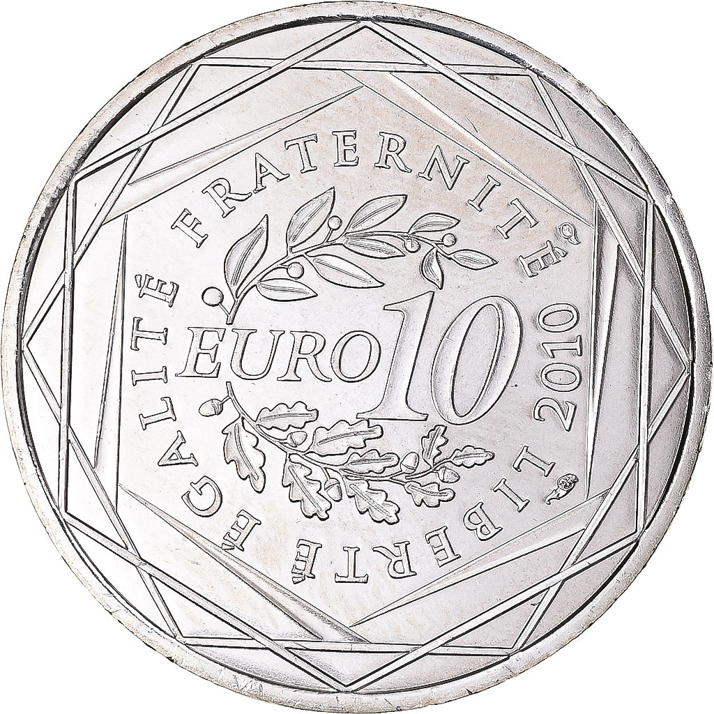 France, 10 Euro, 2010, Bretagne, MS(60-62), Silver