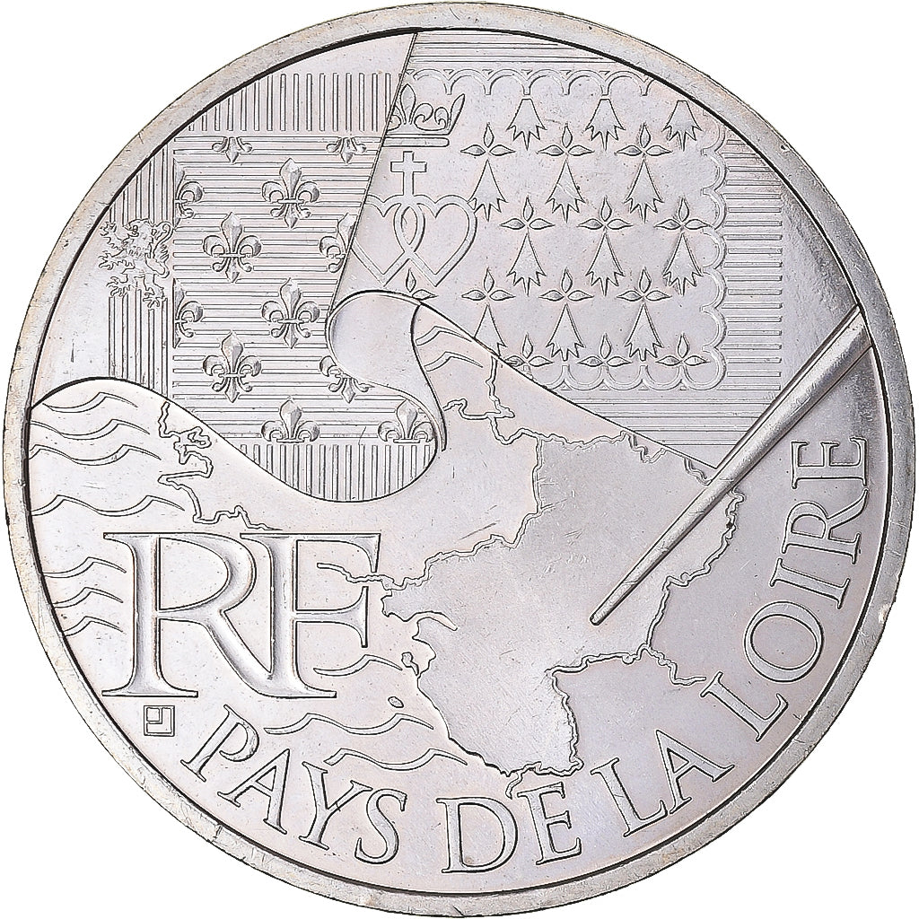 Francia, 10 Euro, 2010, Pays De La Loire, SC, Plata