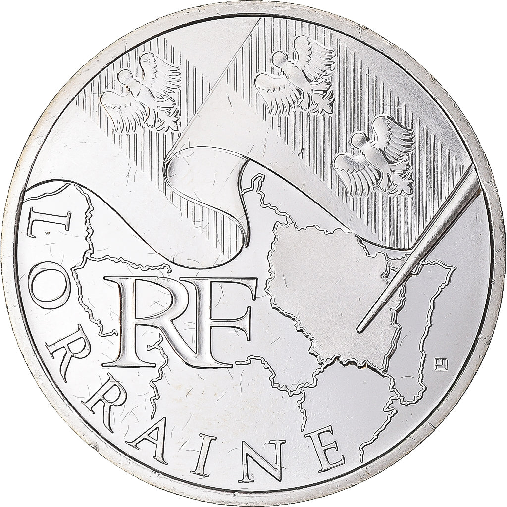 France, 10 Euro, 2010, Lorraine, MS(64), Silver