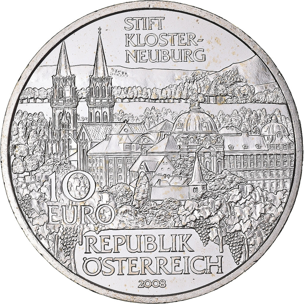 Austria, 10 Euro, 2008, Abbaye de Klosterneuburg, SPL+, Argento
