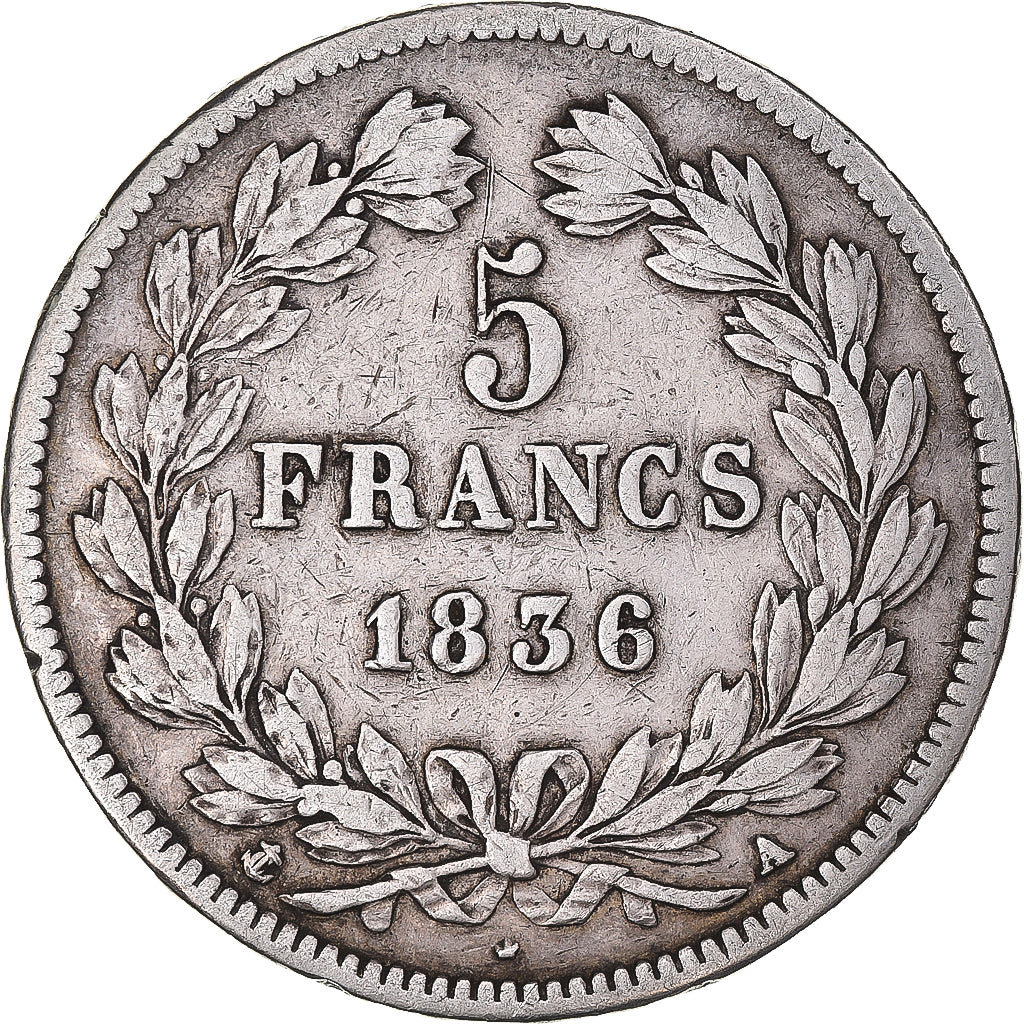 Monnaie, France, Louis-Philippe, 5 Francs, 1836, Paris, TB+, Argent