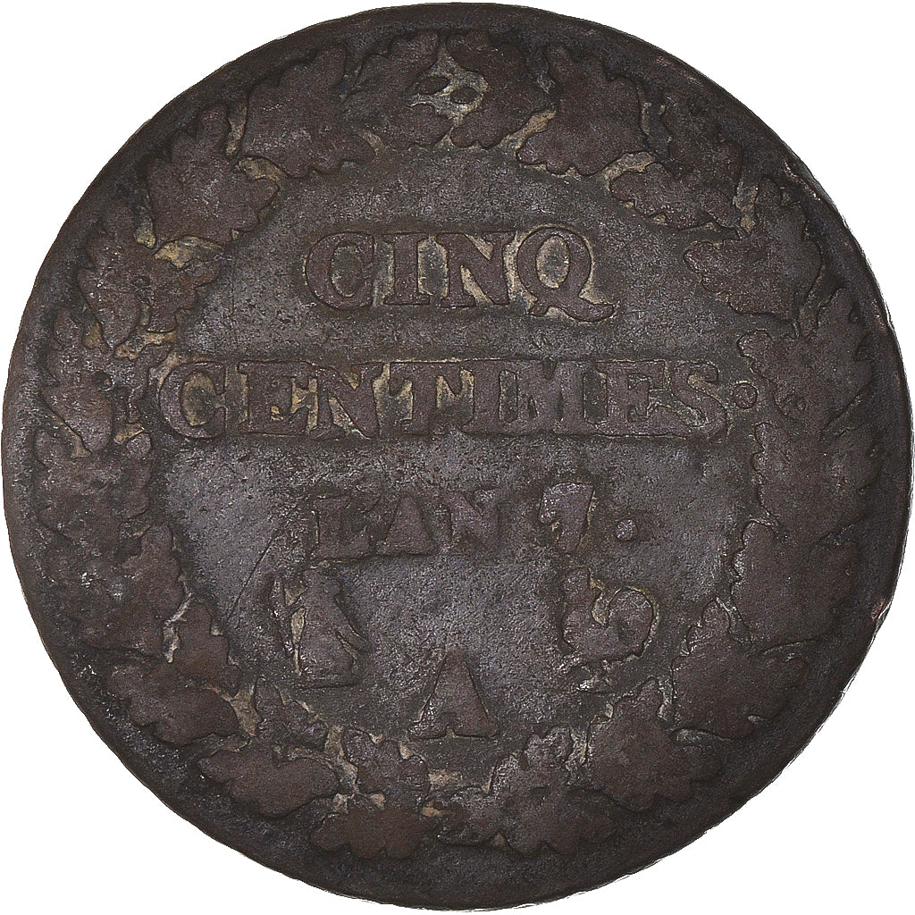 Coin, France, Dupré, 5 Centimes, AN 7, Paris, VG(8-10), Bronze, KM:640.1