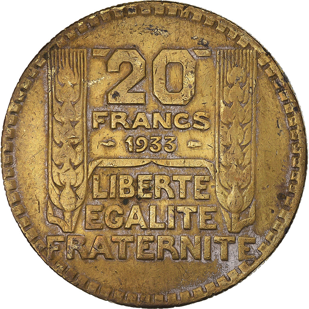 Moeda, França, 20 Francs, 1933, Faux d'Epoque, EF(40-45), laiton, Gadoury:852