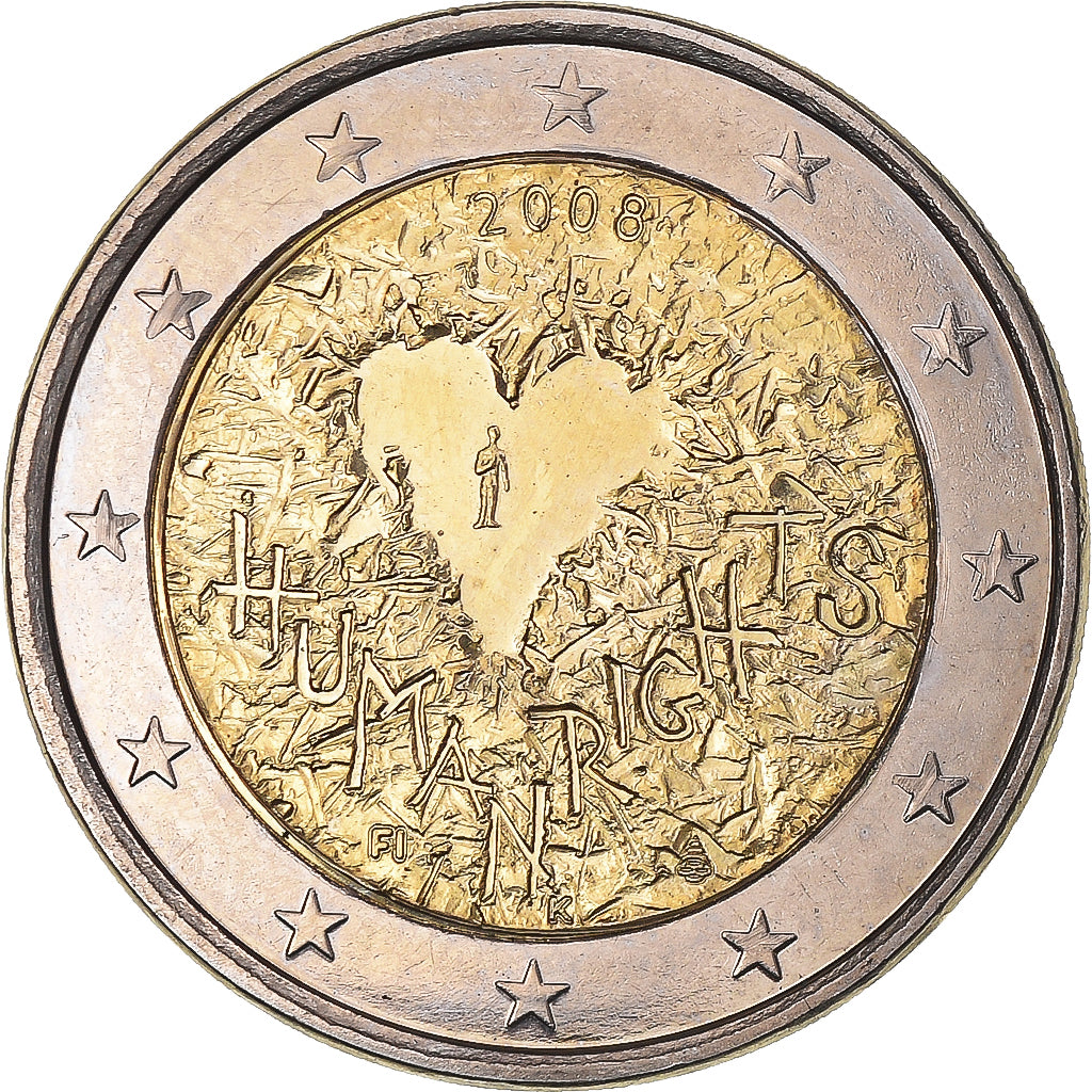 Finlande, 2 Euro, 2008, Human Rights, SUP+, Bimétallique