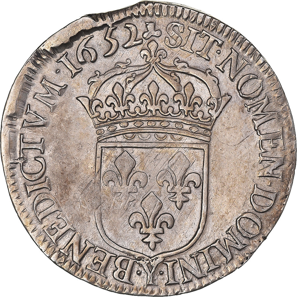 Coin, France, Louis XIV, 1/2 Écu à la mèche longue, 1652, Bourges