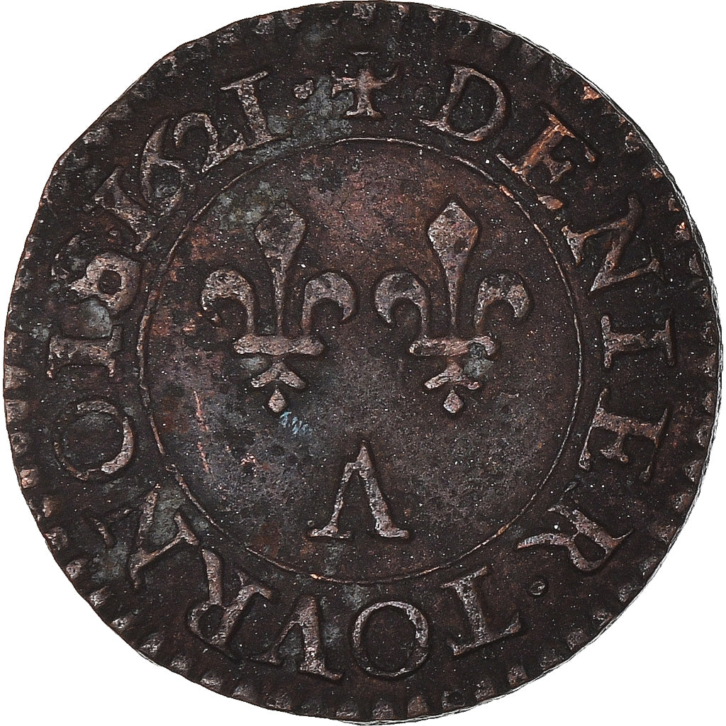 Moneta, Francja, Louis XIII, Denier tournois, buste enfantin « petite