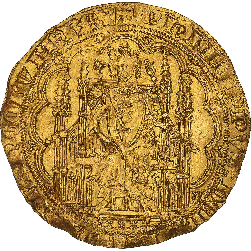 Münze, Frankreich, Philippe VI, Chaise d'or, 1346, SS, Gold, Duplessy:258