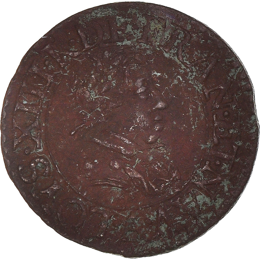 Moeda, França, Louis XIII, Denier Tournois, 1621, Paris, VF(30-35), Cobre