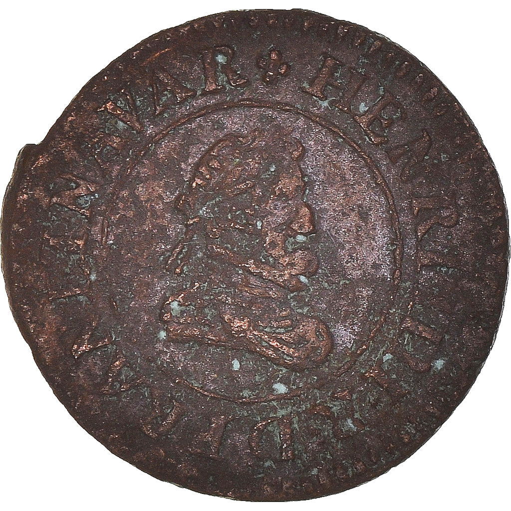 Coin, France, Henri IV, Denier Tournois, 1610, Lyon, EF(40-45), Copper