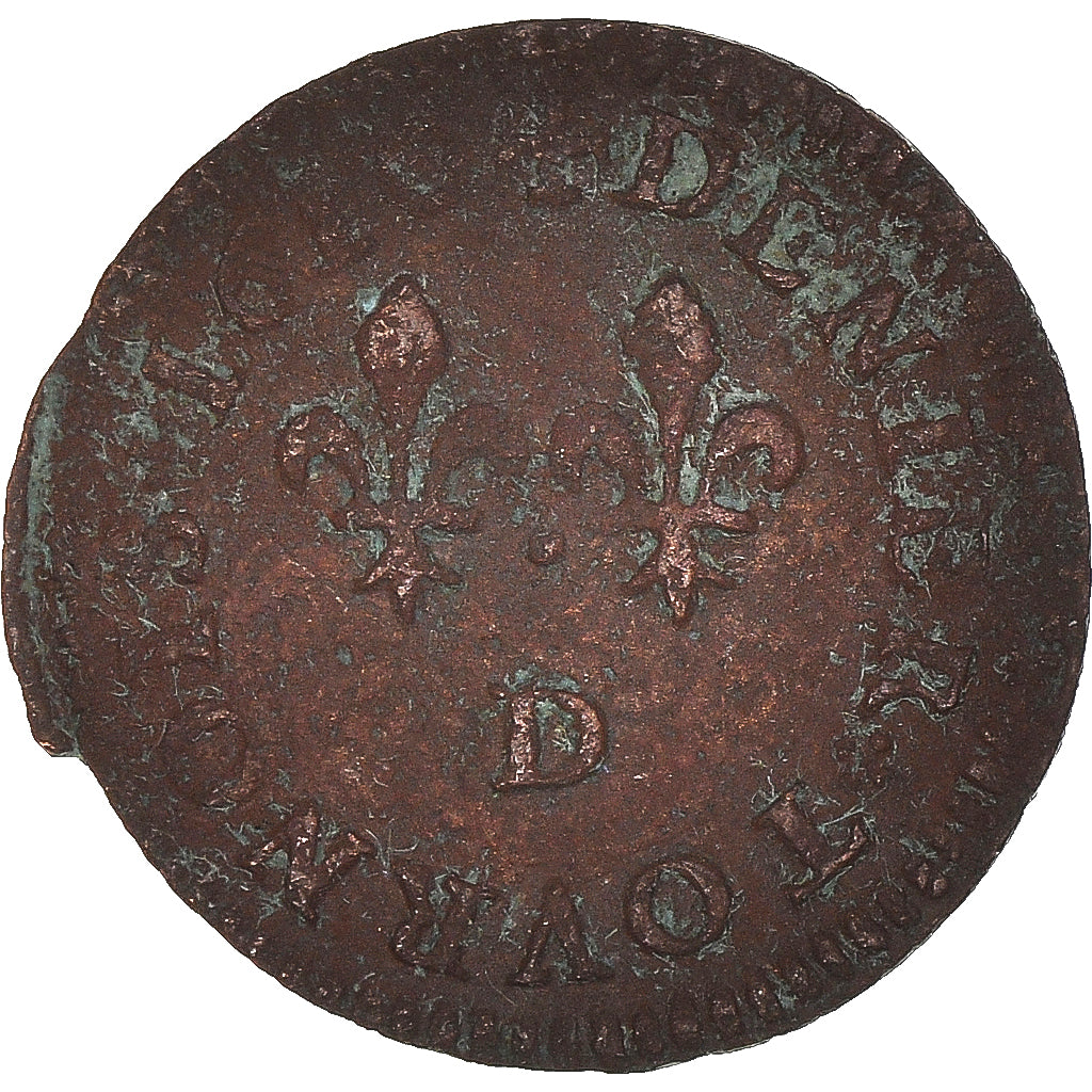 Coin, France, Henri IV, Denier Tournois, 1610, Lyon, EF(40-45), Copper