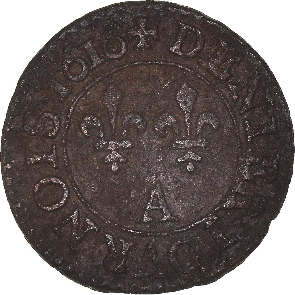 Munten, Frankrijk, Louis XIII, Denier Tournois, 1616, Paris, PR, Koper
