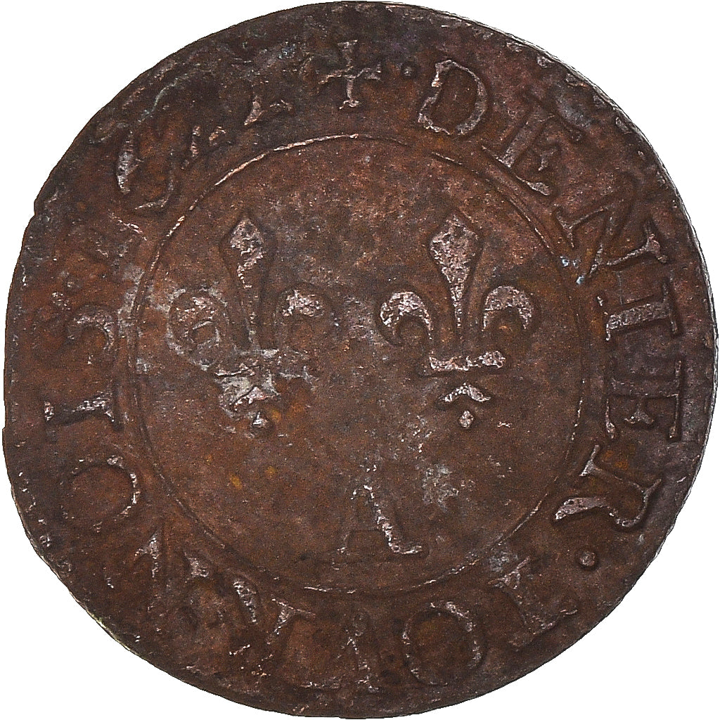 Moneta, Francia, Louis XIII, Denier Tournois, 1622, Paris, MB, Rame