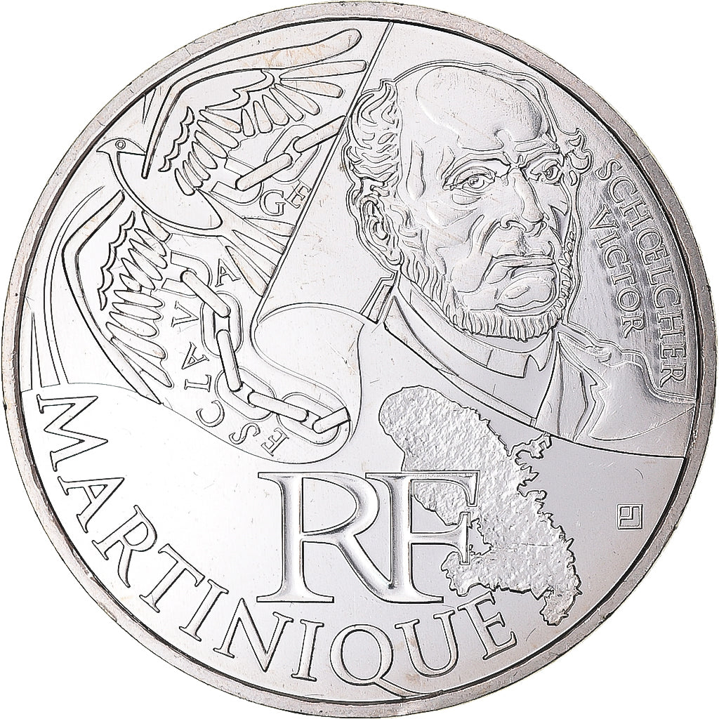 France, 10 Euro, 2012, Martinique, MS(63), Silver