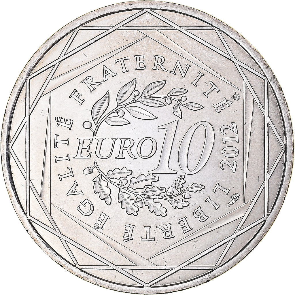 France, 10 Euro, 2012, Aquitaine, MS(63), Silver