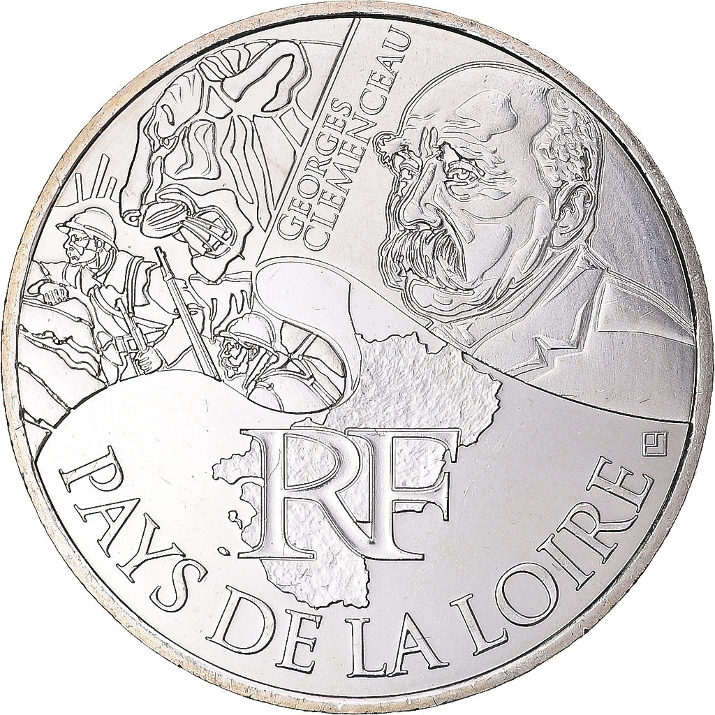 France, 10 Euro, 2012, Pays De La Loire, MS(63), Silver