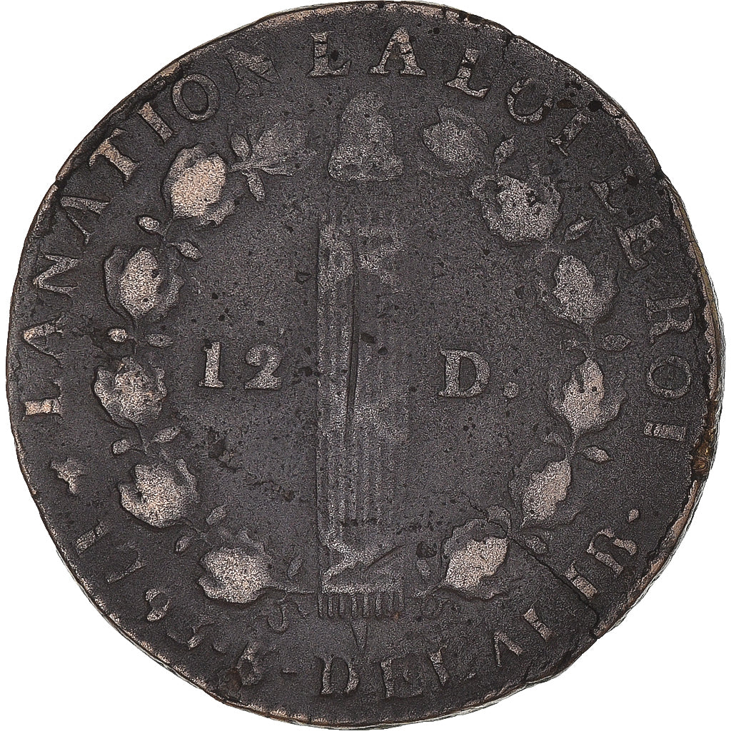 Coin, France, Louis XVI, 12 deniers François, 1793 - An 5, Lyon