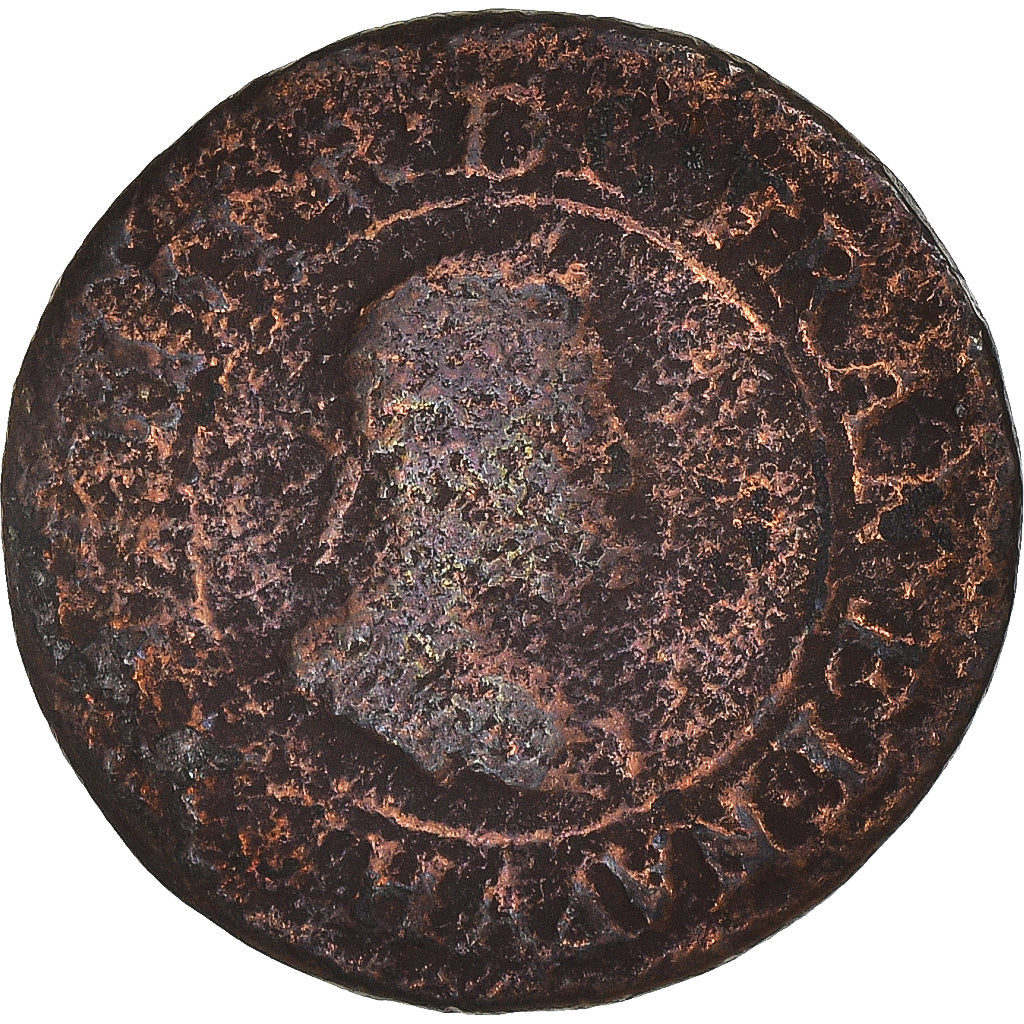 Coin, France, Henri IV, Double Tournois, 1599, Paris, F(12-15), Copper