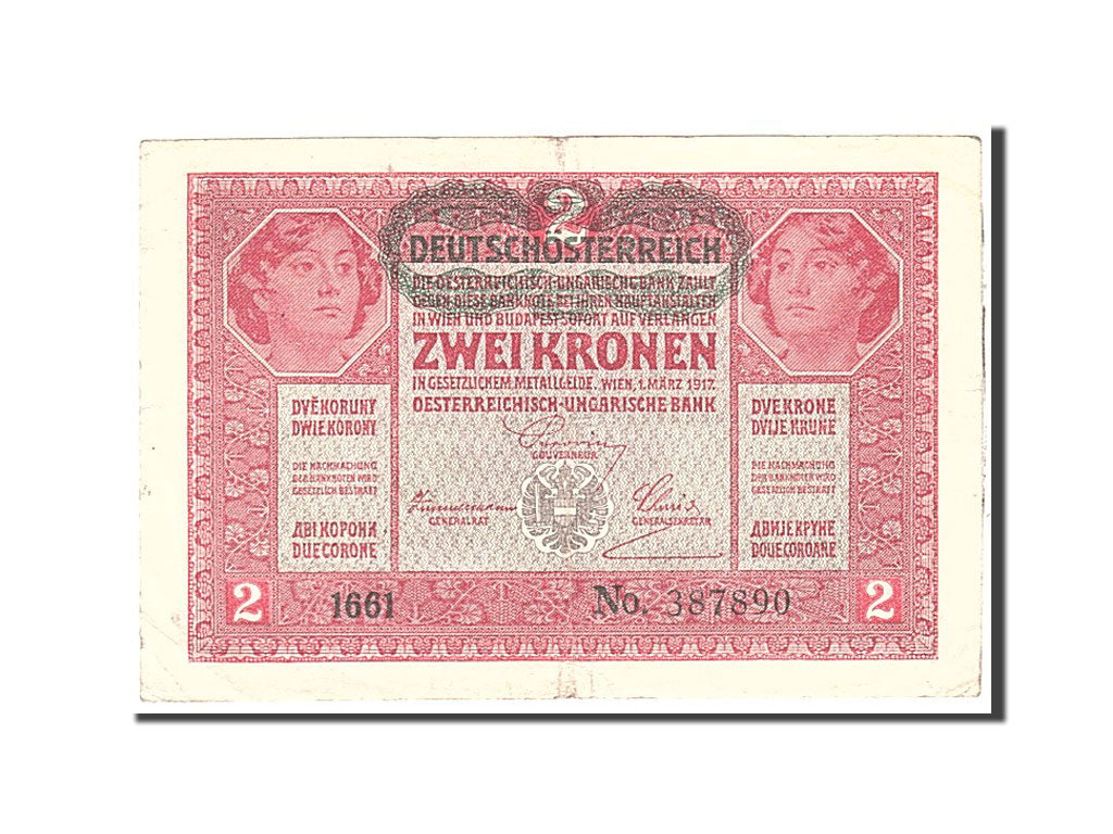 Banknote, Austria, 2 Kronen, 1917, 1917-03-01, KM:21, EF(40-45)