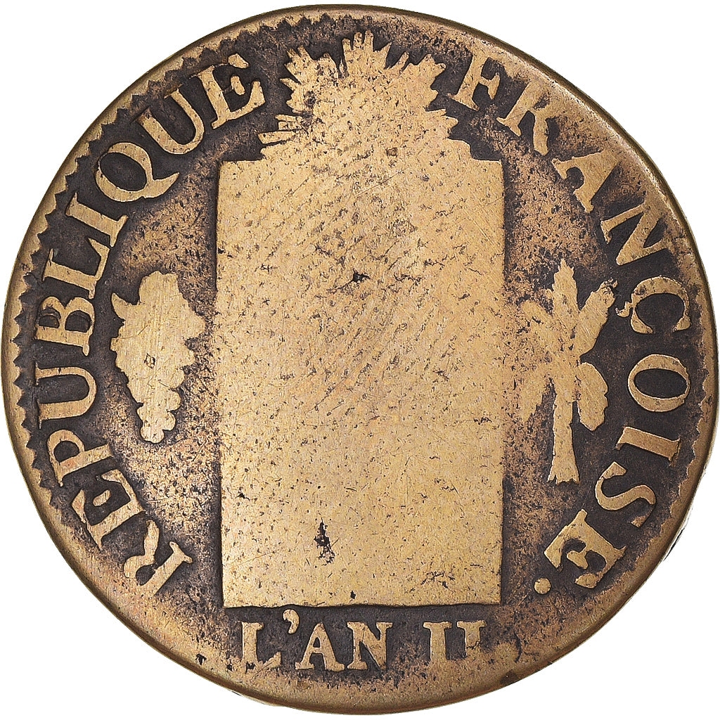 Coin, France, Sol à la balance, 1793 - AN II, Metz, VG(8-10), Copper