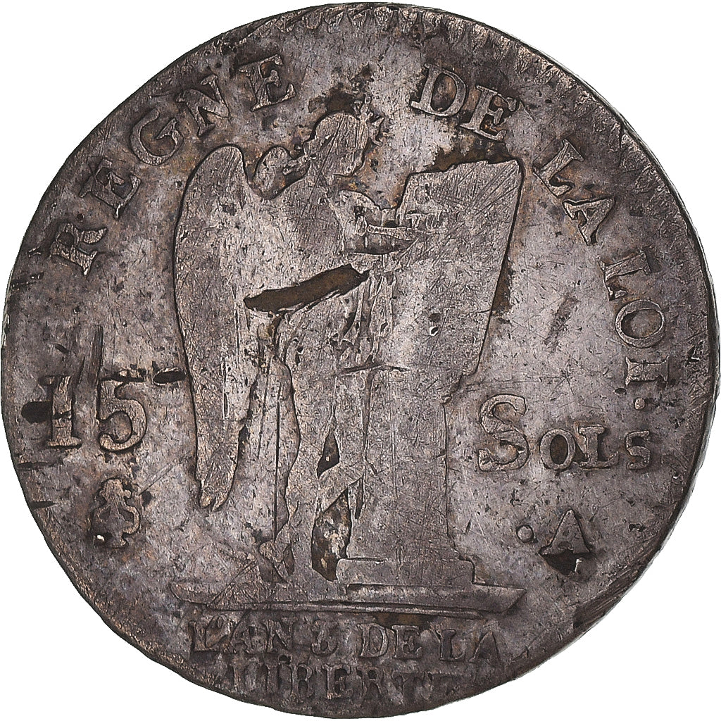 Coin, France, Louis XVI, 15 sols françois, 1791 - An 3, Paris, VF(20-25)