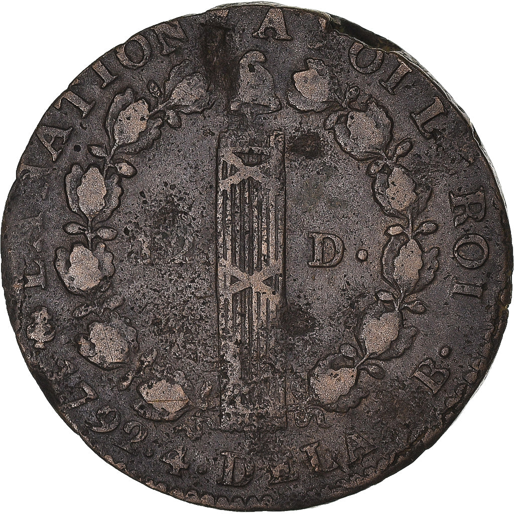 Coin, France, Louis XVI, 12 Deniers, 1792 / AN 4, Paris, VF(30-35), Mdc