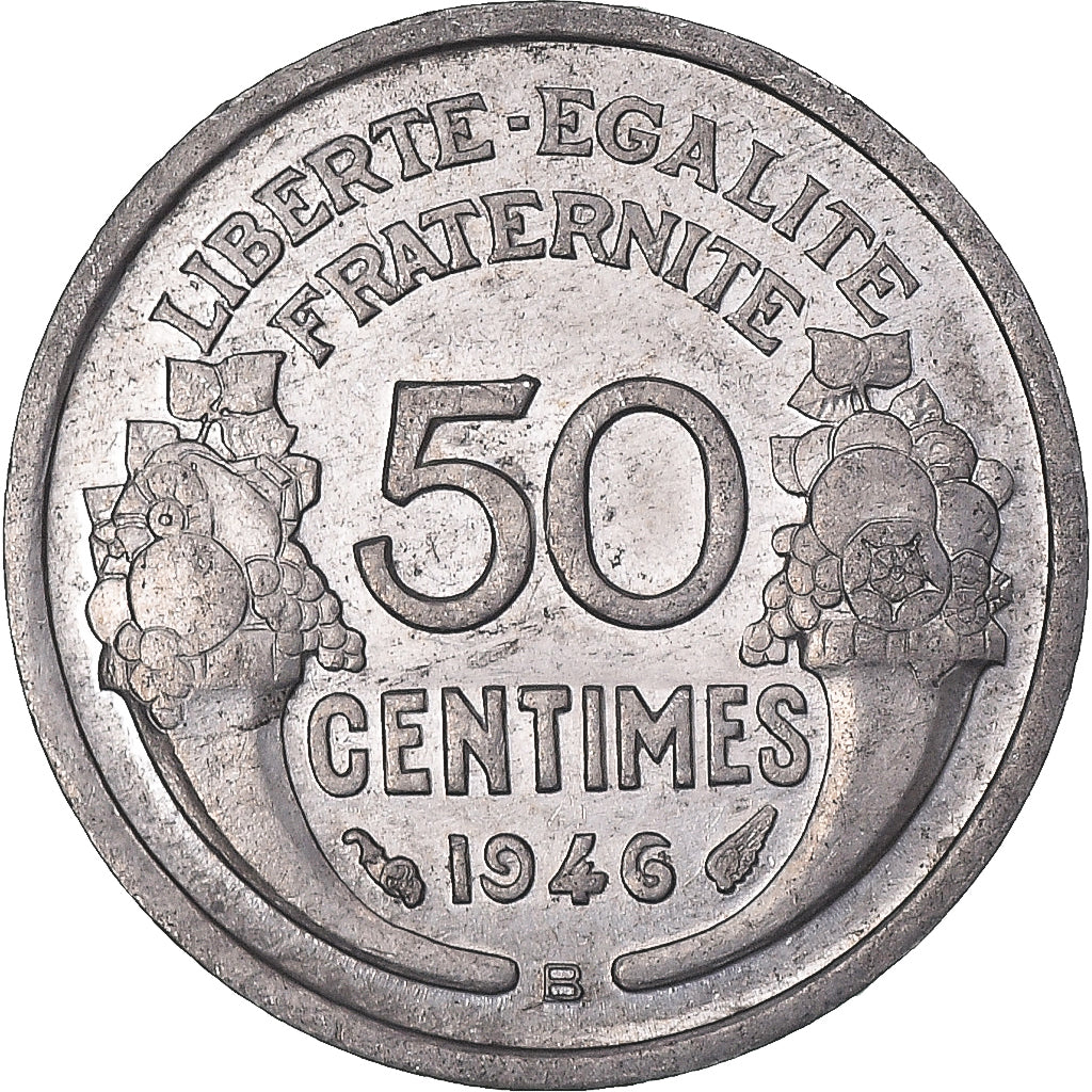 Moneta, Francia, Morlon, 50 Centimes, 1946, Beaumont - Le Roger, MB+, Alluminio