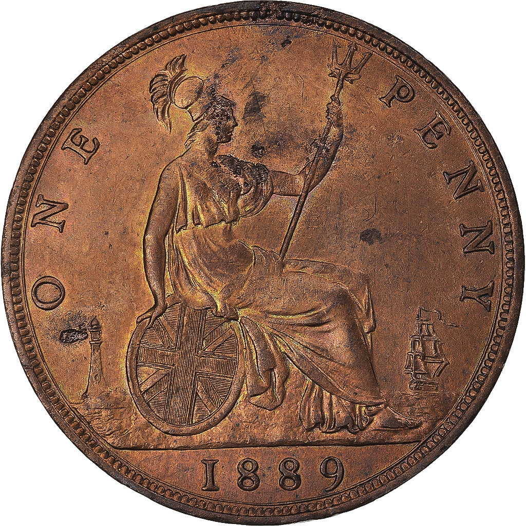 Moeda, Grã-Bretanha, Victoria, Penny, 1889, AU(50-53), Bronze