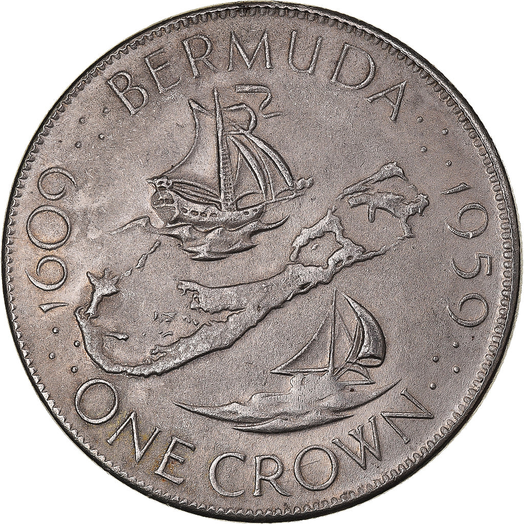 Münze, Bermuda, Elizabeth II, Crown, 1959, SS+, Silber