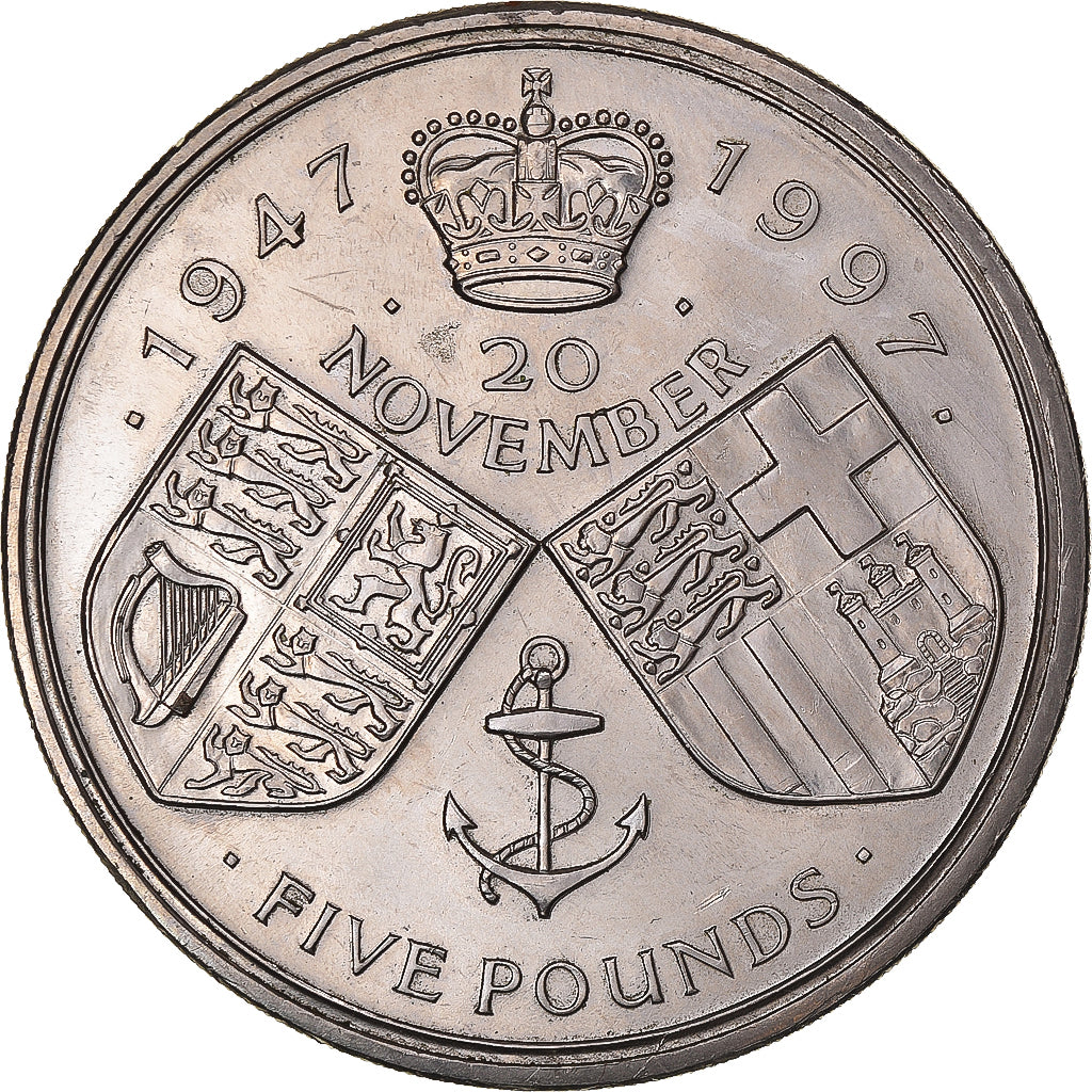Coin, Great Britain, Elizabeth II, 5 Pounds, 1997, MS(60-62), Silver, KM:977a