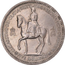 Coin, Great Britain, Elizabeth II, 5 Shillings, 1953, EF(40-45), Copper-nickel